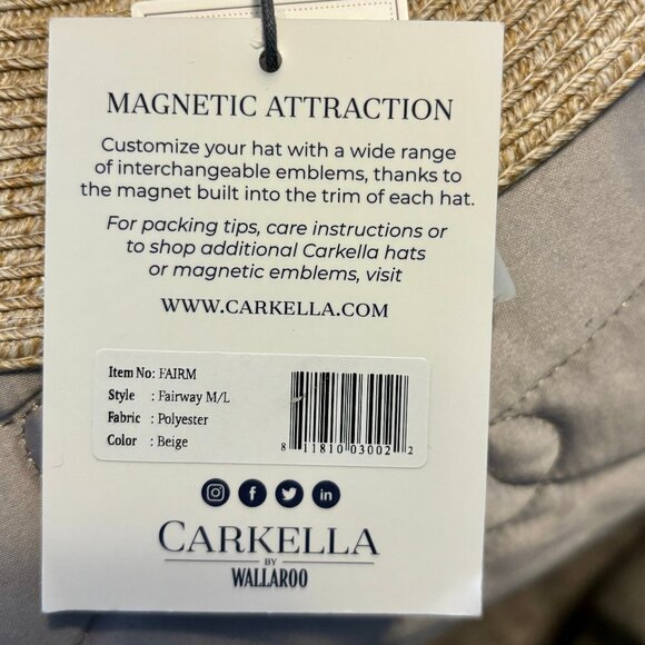 NWT Carkella by Wallaroo Fairway Beige Fedora Sunhat Mens Womens Unisex M/L - Picture 9 of 9